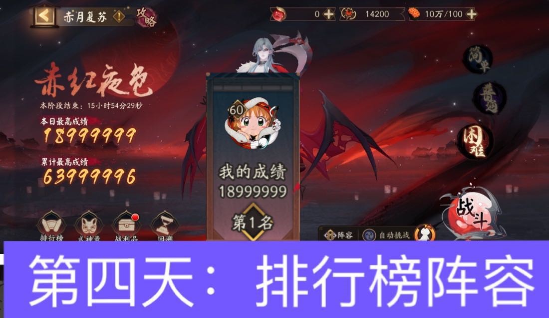 阴阳师赤月复苏满分阵容第四天