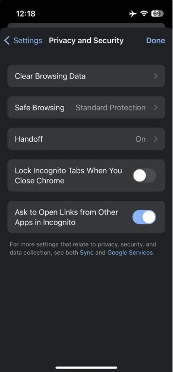 iOS 版谷歌 Chrome 浏览器 108 新特性：外部链接可用隐身模式打开