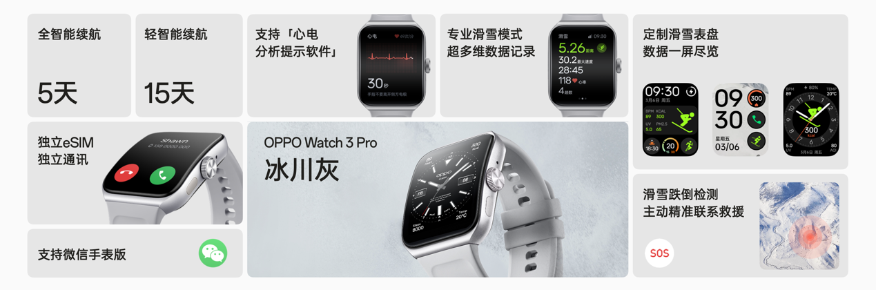 OPPO Watch 3 Pro冰川灰驭雪登场！腕间便捷体验再度革新